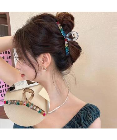 Souarts Butterfly Flowers Hair Clip - Thick Non-Slip Metal Hair Clips for Girls & Women | Colorful Bear Acrylic Set of 2 - Stylish Hair Claw Accessories - Buy Online on GoSupps.com