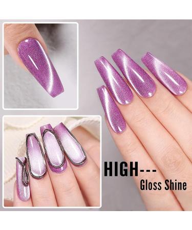 Jelly Cat Eye Gel Nail Polish Purple Glitter Crystal Gel Polish Purple Magnetic Nail Polish Soak Off UV/LED Holographic Gel Polish Sparkly Cat Eye Gel Polish for Nail Art Manicure Salon DIY at Home - Buy Online on GoSupps.com