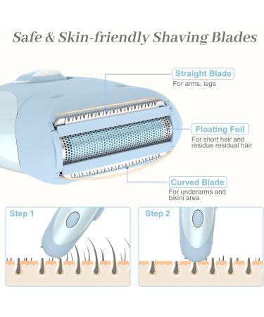 VINSENA 2 in 1 Cordless Electric Epilator and Shaver Kit for Women - Hair Removal for Face, Underarms, Legs, Arms, Bikini - LED Light Included - Buy Online on GoSupps.com