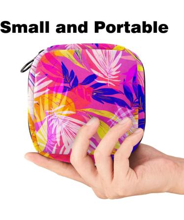 Portable Storage Bags for Women's Bandages & Menstrual Products - Tropical Pink Leaves Design - Buy Online on GoSupps.com