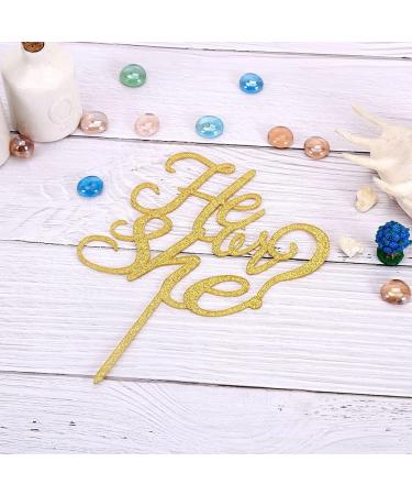 He or She Cake Topper Gold Acrylic Gender Reveal Topper for Baby Shower Gender Reveal Party Decorations by Topfunyy - Buy Online on GoSupps.com