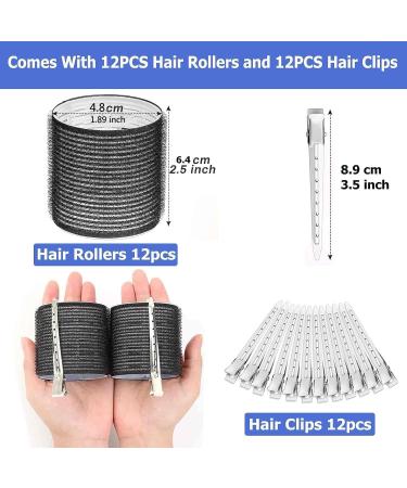Hair Rollers Set 24 Pcs Hair Curlers With 12 Pcs 48MM Self Grip Jumbo Hair Rollers & 12Pcs Duckbill Clip Salon DIY Hairdressing Curlers Hair Curlers Rollers Tools for Long Medium Short Hair Black-48MM - Buy Online on GoSupps.com