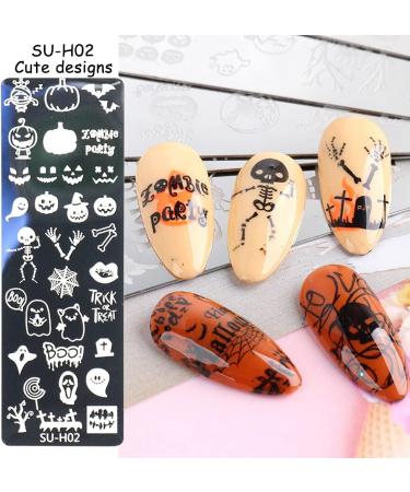 Halloween Nail Art Stamping Plate Set - JMEOWIO 6 Sheets Manicure Template with Pumpkin, Skull, Ghost, and Witch Images for Nail Art Design Stamp Kit - Buy Online on GoSupps.com