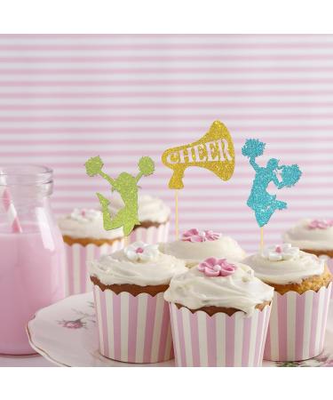 Ambishi 24pcs Cheerleader Cupcake Toppers Colorful Glitter Cheerleader Gymnastics Cupcake Picks Cheer Up Theme Party Cake Decoration Toothpicks Girls Birthday Party Favors Supplies and Gifts - Buy Online on GoSupps.com