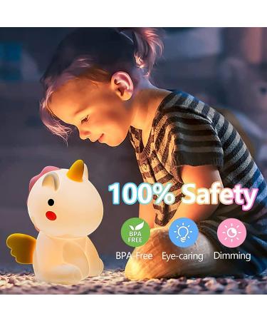 ALVIA Unicorn Night Light - Rechargeable LED Lamp for Baby Nursery - Dimmable, BPA-free Silicone - 50 Hours - Ideal for Girls or Boys Bedroom - Buy Online on GoSupps.com