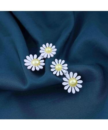 Vintage Daisy Flower Earrings - White Acrylic & Resin Stud & Dangle Earrings for Women | Boho Sunflower Jewelry - Buy Online on GoSupps.com
