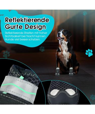 Sezlinver Dog Shoes - Non-Slip Sole 4-Pack Adjustable Paw Protection Washable & Breathable for Small Medium & Large Dogs - Gray - Buy Online on GoSupps.com