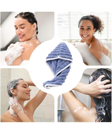 Hair Drying Cap - Fast Absorption Coral Fleece Towel Hat for Women & Men | Adjustable Shower Cap with Button - Ideal for Quick Drying Hair | Blue - Buy Online on GoSupps.com