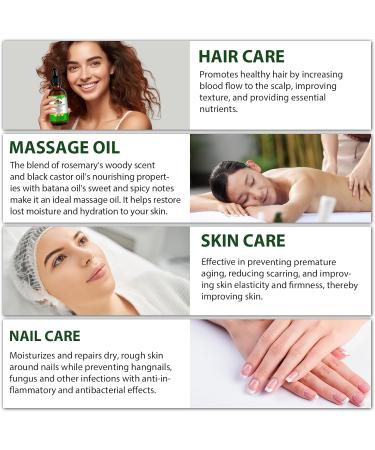 Batana Oil & Rosemary Essential Oil & Black Castor Oil 3In1 Hair Growth Oil For Hair Growth Stimulates New Hair Growth Restores Moisture & Hydration Volume And Shine 60Ml - Buy Online on GoSupps.com