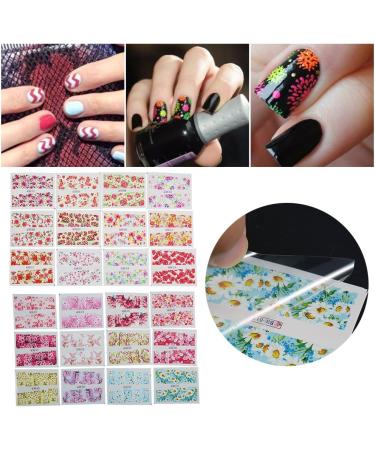 Nail Sticker 24 Sheets/Set Nail Art Stickers Strips Self-Adhesive Mix Color Manicure Decals Kit Flower Manicure Accessory Decoration for Girls and Women - Buy Online on GoSupps.com