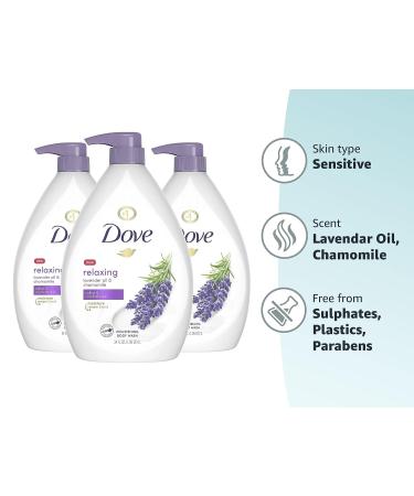 Dove Relaxing Body Wash Pump with Lavender Oil and Chamomile, 34 oz 3-Pack - Calming & Nourishing Formula, Removes Bacteria - Buy Online on GoSupps.com