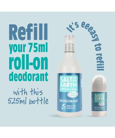 Natural Deodorant Roll On Refill by Salt of the Earth Ocean & Coconut - Vegan Long Lasting Protection Leaping Bunny Approved Made in the UK - 525ml - Buy Online on GoSupps.com