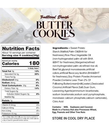 Gluten Free Sugar Free Butter Cookies Variety Tin - 36 Count Traditional Danish Cookies - Premium Assorted Gluten Free Cookies for Diabetics - No Preservatives or Coloring - 12 Ounce Tin - Buy Online on GoSupps.com