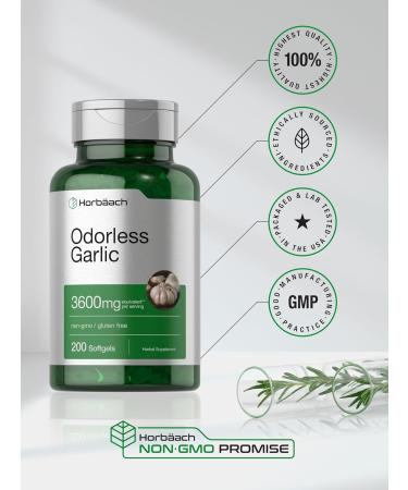 Ultra Potent Odorless Garlic Softgels | 200 Count | Non-GMO & Gluten Free by Horbaach - Buy Online on GoSupps.com