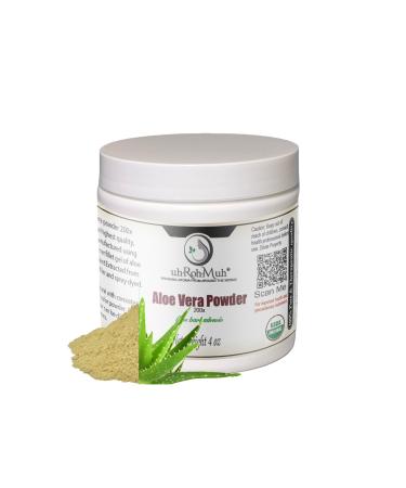 uh*Roh*Muh Organic USDA Certified Aloe Vera Powder 200X Concentrate Pure Aloe Barbadensis Inner Leaf Spray Dried Water Soluble Cosmetic Grade for Skincare Haircare Food & Beverage Use - 4 oz 4 Ounce (Pack of 1)