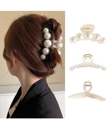 Pearl Hair Claw Clips Big Hair Accessories Elegant Large Rhinestones Headbands Hairpin Hair Tie Hair Crab Barrette Head Bands Non-Slip Thick Hair Accessories Fashion Hair Supplies Clamp for Women 3Pcs - Buy Online on GoSupps.com