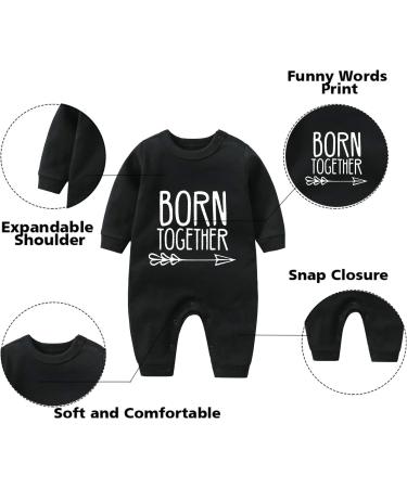 Culbutomind Baby Twins Bodysuit Set - Born Together Friends Forever Unisex Romper and Hat Outfit (Black, 0-3 Months) - Buy Online on GoSupps.com