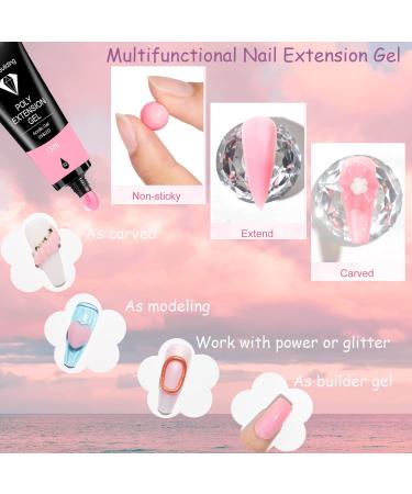 Nail Extension Strengthening Gel 15ml Poly Builder Nail Extension Gel UV/LED Nail Polish Gel for Nail Strengthener & Nail Hardener Hard Gel For Nails for Nail Salons & Nail Starter (Nude Pink) - Buy Online on GoSupps.com