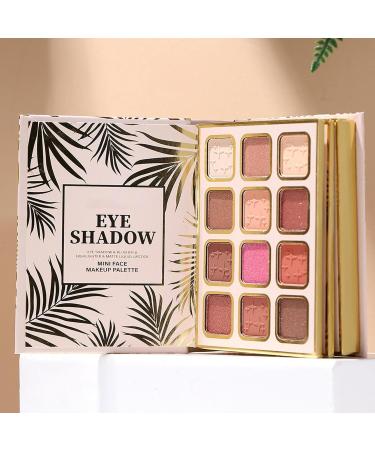 Book Makeup Palette - 12 Colors Fusionable Eyeshadow Palette - Book Style Eyeshadow Palettes with 4 Matte Blushers and 4 Velvet Lip Shines - for Women Girls Travel - Buy Online on GoSupps.com