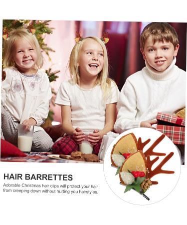 FRCOLOR 2 Pairs Christmas Hair Clips Xmas Kids Hair Accessories Xmas Stocking Stuffers Holiday Hair Accessories Girls Hair Clips Xmas Antler Hair Barrettes Child Pine Cones Elk Iron - Buy Online on GoSupps.com
