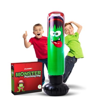 Inflatable Punching Bag for Kids - Gift for Boys and Girls Age 3 - 8. Kids Bop Bag 48 Inches with Bounce-Back Action for Practicing Karate, Taekwondo,and to Relieve Pent Up Energy in Children Green, Red