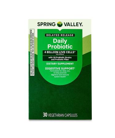 H4U Spring Valley Daily Probiotic Delayed Release Capsules for Digestive Health 4 Billion Live Cells 30 Count