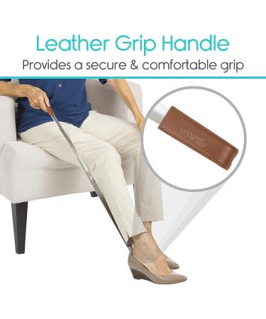 Vive Extra Long Handled Shoe Horn (31.5 Inches) - Metal Shoehorn for Men and Women - Standing Reach Assist for Seniors - Silver - Buy Online on GoSupps.com