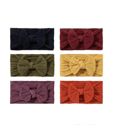 ROYAL ICON Baby Headbands for Baby Girls - Luxuriously Soft Comfortable Baby Bows Headbands - Ideal for Keeping Little Princess Fashionable with Baby Girl Bows and Headbands (Pattern 4 (PK6))