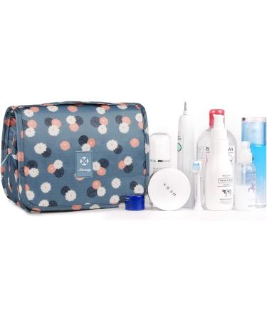 Hanging Travel Toiletry Bag Cosmetic Make up Organizer for Women and Girls Waterproof (Blue Flower) - Buy Online on GoSupps.com