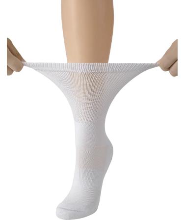 Yomandamor Womens 5 Pairs Cushioned Diabetic Crew Socks Breathable Seamless Dress Sock with Arch Support 9-11 9-11 White