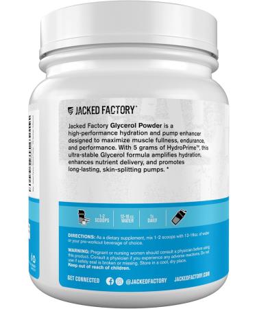 Jacked Factory Glycerol Pump Powder - Cell Volume Hyper Hydrator with HydroPrime Glycerol Powder to Enhance Pumps Hydration Muscle Fullness Endurance & Performance - 100 Servings Unflavored 100 Count (Powder) - Buy Online on GoSupps.com