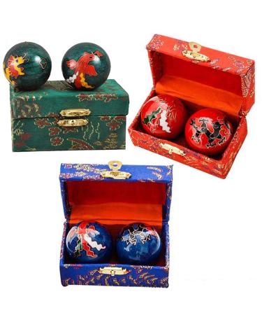 Happy Sales HSHB-DRPX, One Chinese Health Balls Baoding Iron Ball, Dragon & Phoenix, Order Comes with One Random Color Pick Dragon and Phoenix