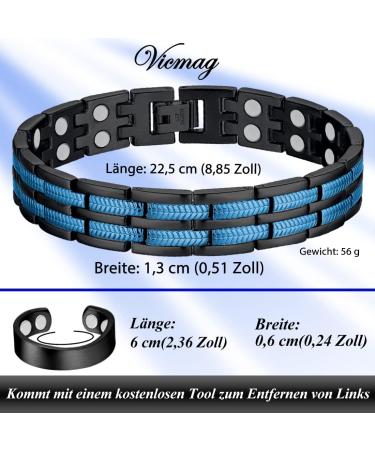 Vicmag Magnetic Bracelet for Men - Titanium Steel Double Row Adjustable Magnet Bracelet (Wheat Black Blue) - Stylish & Durable - Buy Online on GoSupps.com