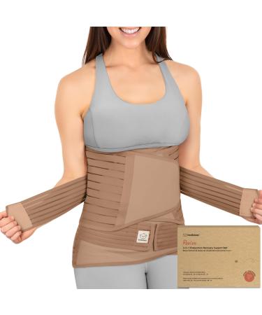 3 in 1 Postpartum Belly Support Recovery Wrap - Postpartum Belly Band After Birth Brace Slimming Girdles Body Shaper Waist Shapewear Post Surgery Pregnancy Belly Support Band (Warm Tan M/L) M/L Warm Tan