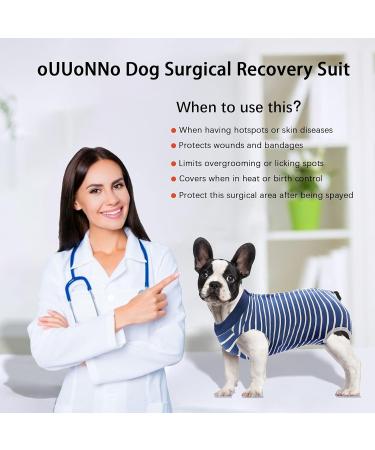 Ouuonno Healing Suits for Dogs | Surgical Relaxation for Abdominal Wounds & Skin Diseases | Cone Alternatives (XS Stripes Blue) - Buy Online on GoSupps.com