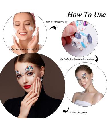 SIQUK 16 Sets Mermaid Face Jewels - Crystal Rhinestone Stickers for Festival, Rave, Carnival Party - Buy Online on GoSupps.com