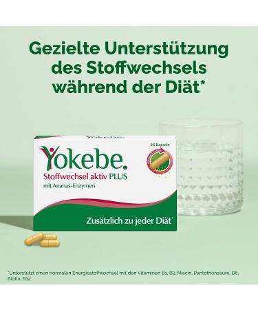 Yokebe Plus Metabolism Active Capsules with Vitamin B Complex & Pineapple Enzymes - 28 Diet Support Capsules | Boost Metabolism & Weight Loss - Buy Online on GoSupps.com