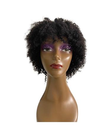 Buy Boccte Afro Kinky Curly Human Hair Short Wigs for Black Women | 8 Inch Kinky Bob Wig | Glueless Brazilian Curly Wigs | Natural Color | No Lace Front Wear & Go - Buy Online on GoSupps.com