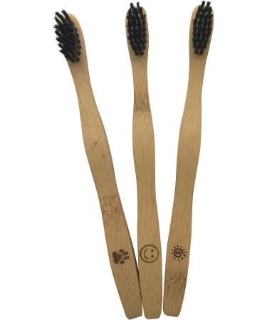 Children's Bamboo Toothbrushes Set - 3 Piece Eco-Friendly Recyclable Soft Bristles & Bamboo Handle - Buy Online on GoSupps.com