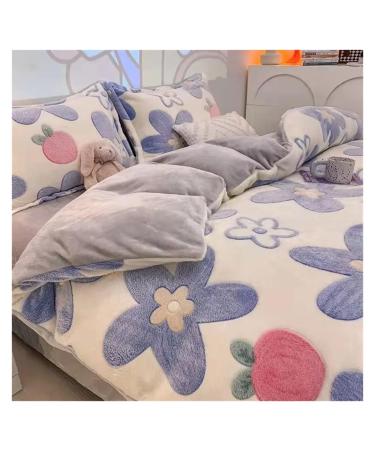 Cute Bear Fluffy Comforter Covers Girls Bedding Sets Soft Plush Blanket Dorm Decor Teen Full Queen Size Bed Soft (B 180X220CM)