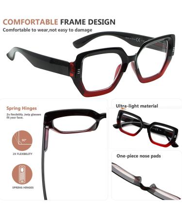 Eyekepper 4 Pack Stylish Oversized Reading Glasses for Women - +2.25 Spring Hinges Reading Aid - Buy Online on GoSupps.com