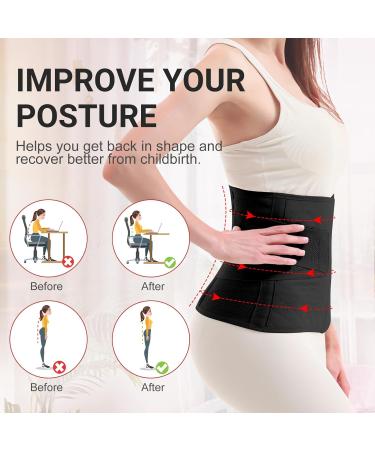 Postpartum Belly Band Wrap - Abdominal Binder for C-Section Recovery & Post Surgery Support | Medium Size Black - Buy Online on GoSupps.com