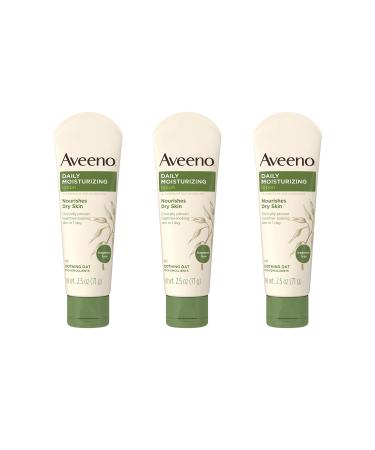Aveeno Daily Moisturizing Body Lotion with Soothing Oat and Rich Emollients to Nourish Dry Skin, Fragrance-Free, 2.5 fl. oz (Pack of 3) Lotion 2.5oz (3 Pack)
