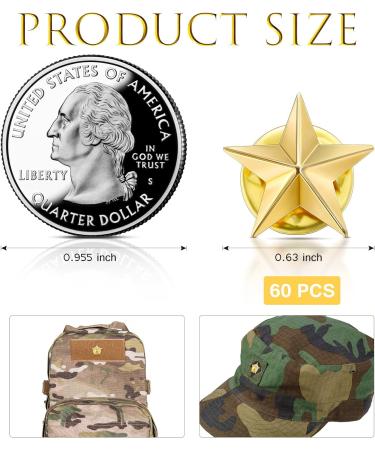 60 Piece Star Badge Lapel Pins for Veterans Day, Military Awards, Memorial Day - Gold Stars Brooches for Backpacks - Buy Online on GoSupps.com