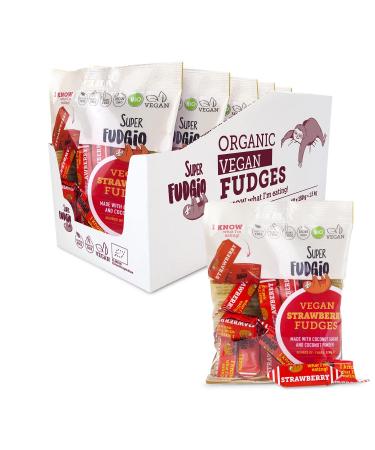 SUPER FUDGiO SUPER FUDGiO Organic Vegan & Gluten Free Sweets - Strawberry - Natural Ingredient Sweets - Palm Oil Free - 100% Organic Coconut Milk & Coconut Sugar | Pack 10 x 150g | Strawberry