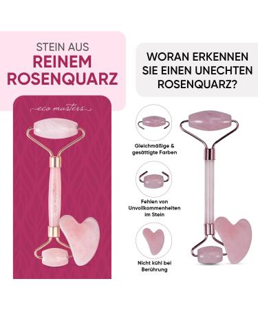 Rose Quartz Roller & Gua Sha Set with Vitamin C Serum | Facial Massage Gift Set for Men & Women | Reduces Dark Circles & Folds - Buy Online on GoSupps.com