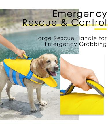 Buy ThinkPet Adjustable Dog Life Jacket - Reflective Buoyancy Vest for Safety - Yellow & Blue - Ships Internationally - Buy Online on GoSupps.com