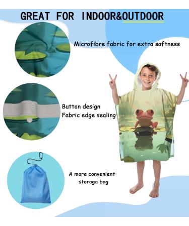 Aiorber Children's Bathing Poncho with Hood | 76x76cm Microfiber Towel | Ultra Soft & Absorbent Beach & Shower Towel | Perfect for Kids Ages 5-10 - Green Design - Buy Online on GoSupps.com