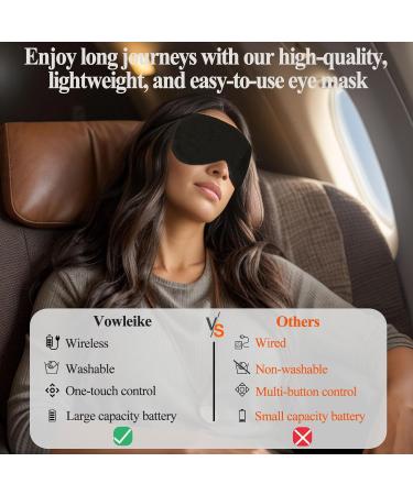 Heated Eye Mask - Vowleike Silk Cordless & Washable Eye Compress for Dry Eyes | Electric Temperature Control Heating Pad for Stye Relief & Eye Fatigue (Black - Buy Online on GoSupps.com
