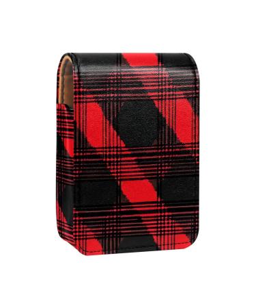 Travel Lipstick Organizer Case Lipstick Case Portable Makeup Bag With Mirror Classic Red Plaid M755f1fbpa